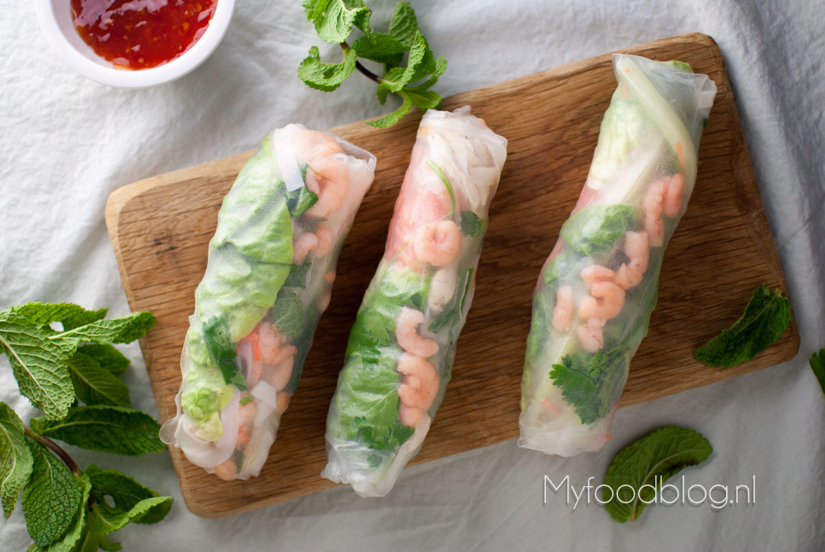 Vietnamese rijstvel loempia’s met kip en garnalen