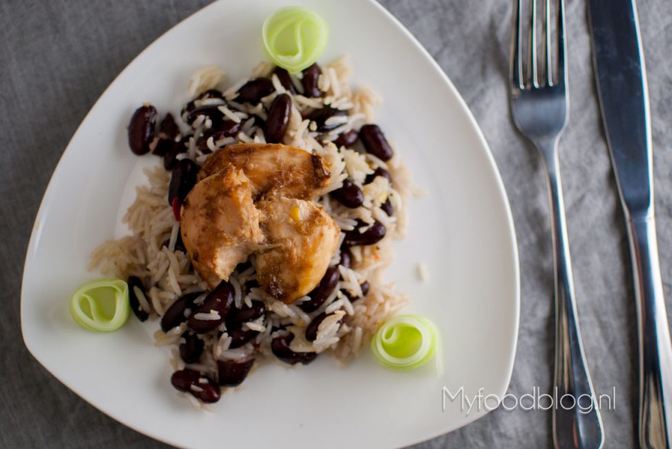 Jerk chicken met ‘peas and rice’