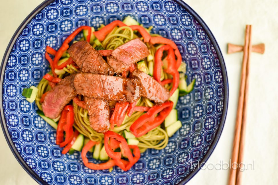 Beef teriyaki salade