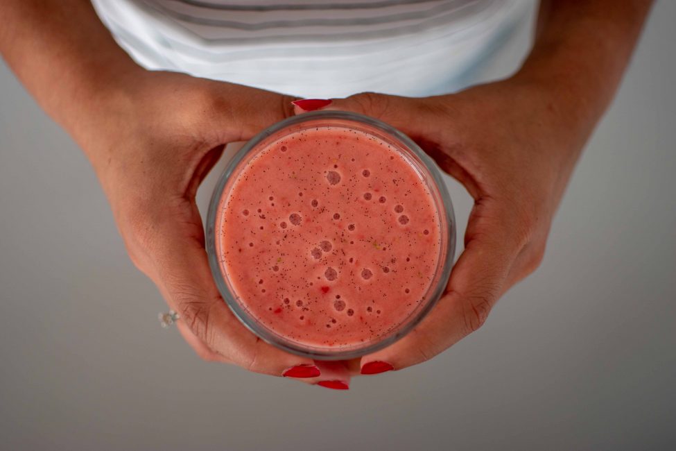 Aardbeien smoothie met een vleugje vanille