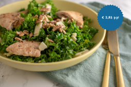 Boerenkool salade met Parmezaanse kaas en pita croutons