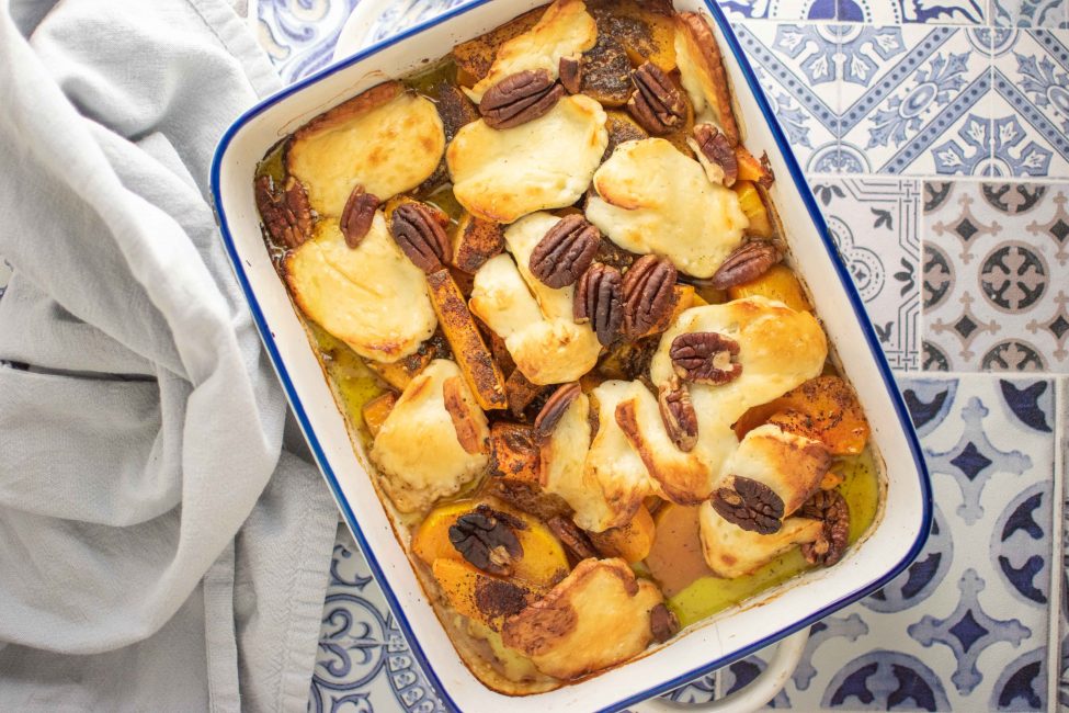 Ovenschotel pompoen & halloumi (herfst ovenschotel)