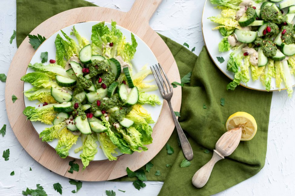 Ottolenghi salade met aubergine dressing