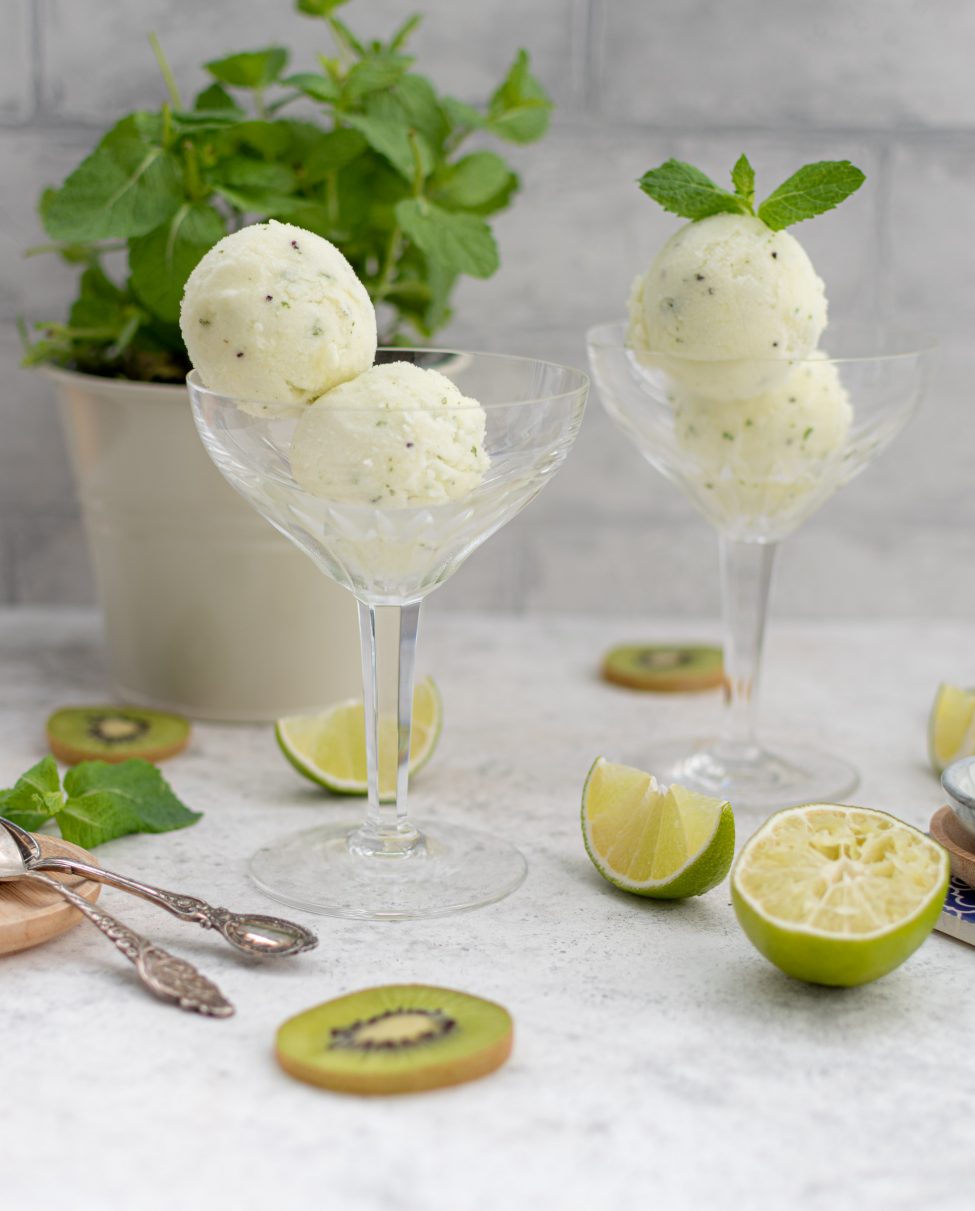 Kiwi-ananas-munt sorbetijs maken