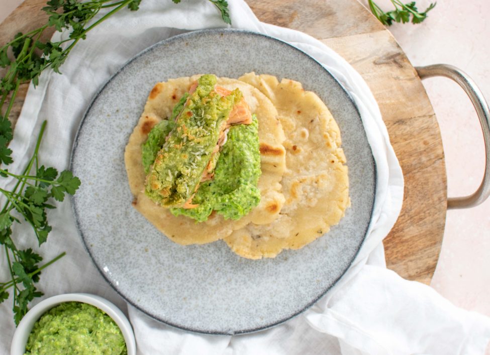 Zalm met notenkorst en kokos