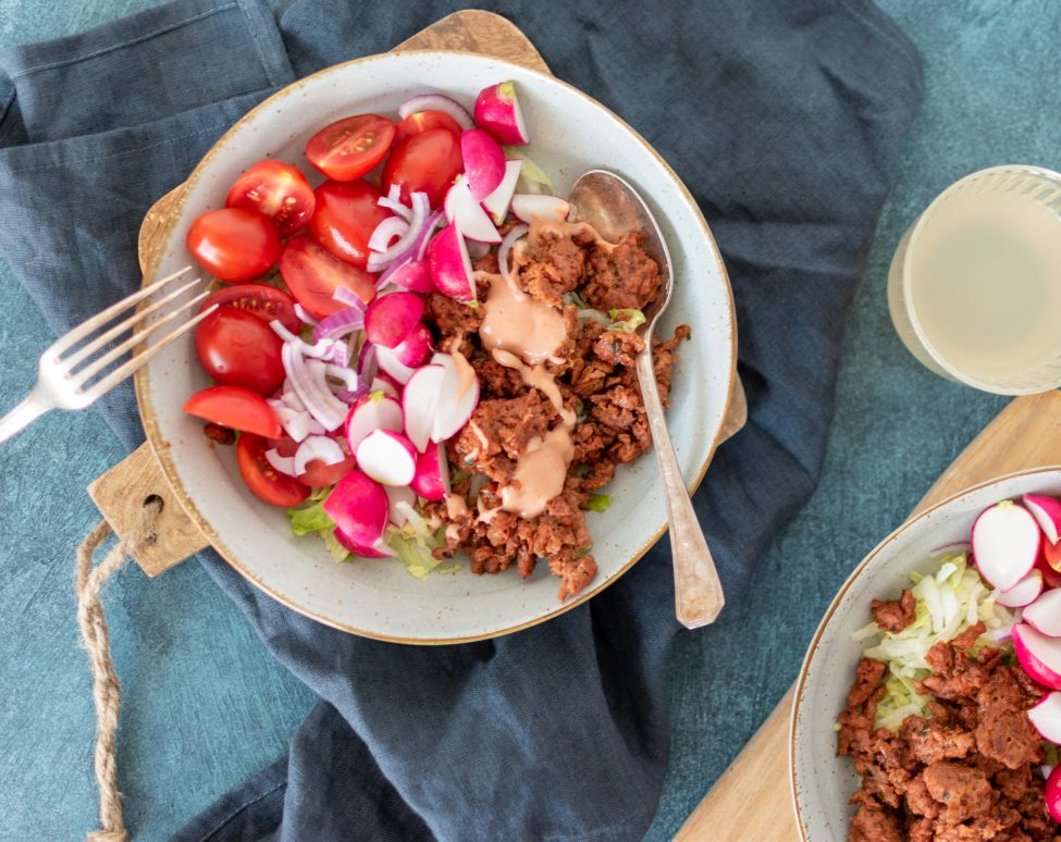 Vegetarische burger bowl