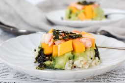 Sushi taartjes met avocado en mango