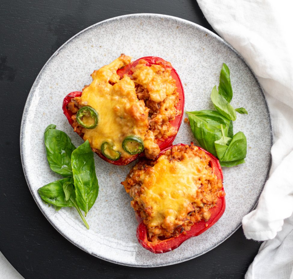 Tuna melt gevulde paprika